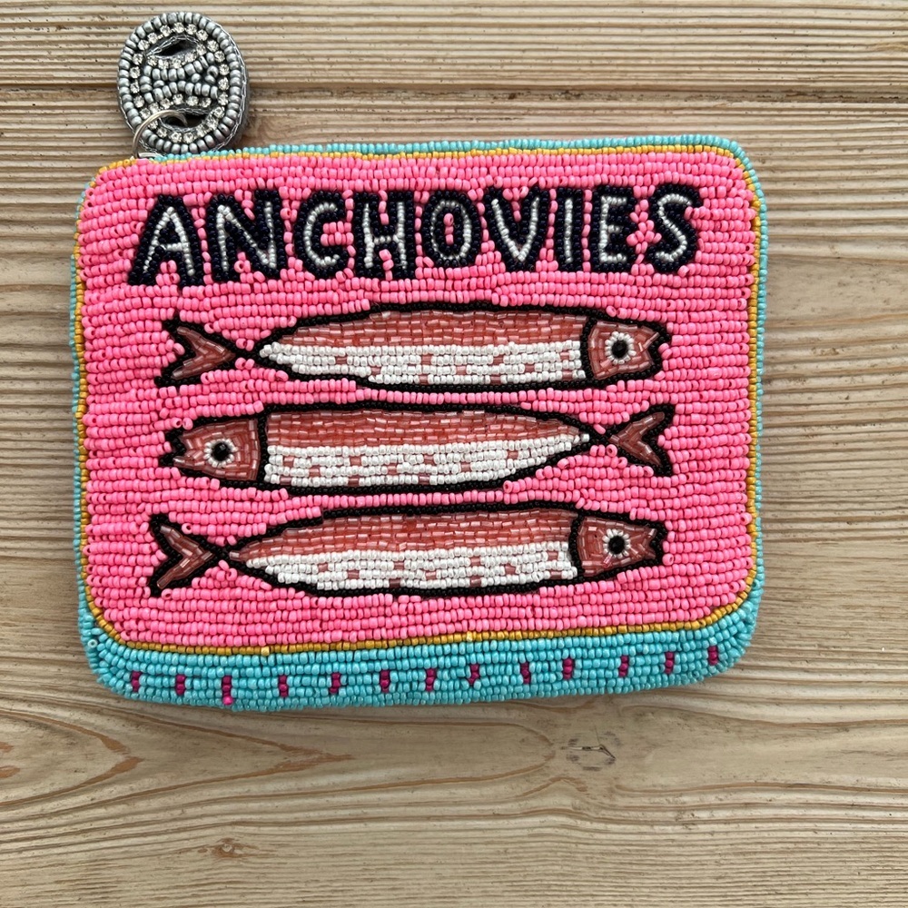 Oversized Beaded Anchovies Pouch — Fits Cards, Cash, Keys | Giftable